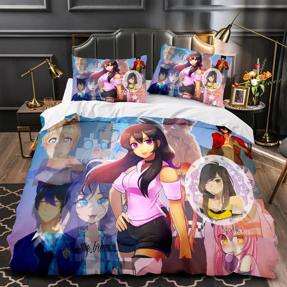 APHMAU Bedding Set Single Twin Full Queen King Size Kawaii Aphmau Bed Set Aldult Kid Bedroom Duvetcover Sets 3D Print Anime Bed 70x133cm 2pcs