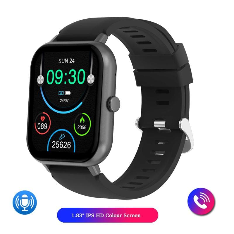 2025 New Bluetooth Call Smart Watch Men 100+ Sports Modes 1.83 Inch Screen Women Waterproof smartwatch for Android IOS Silica gel black