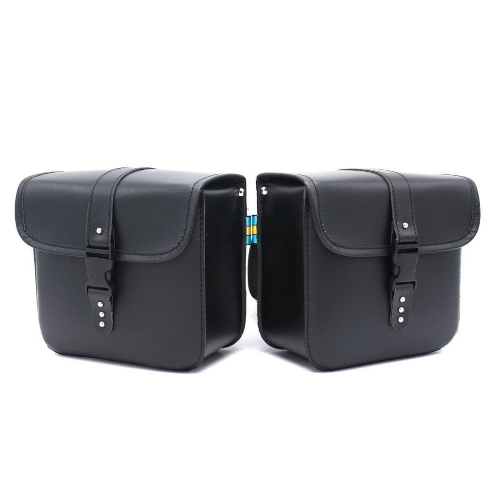 Motorcycle Saddlebags Stylish PU Leather Side Bags Universal Luggage Storage Organizer Large black