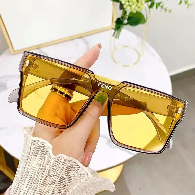 Fashion Oversized Square Sunglasses Women Retro Mirror Lens UV400 Protection Punk Unisex Shades 1PC