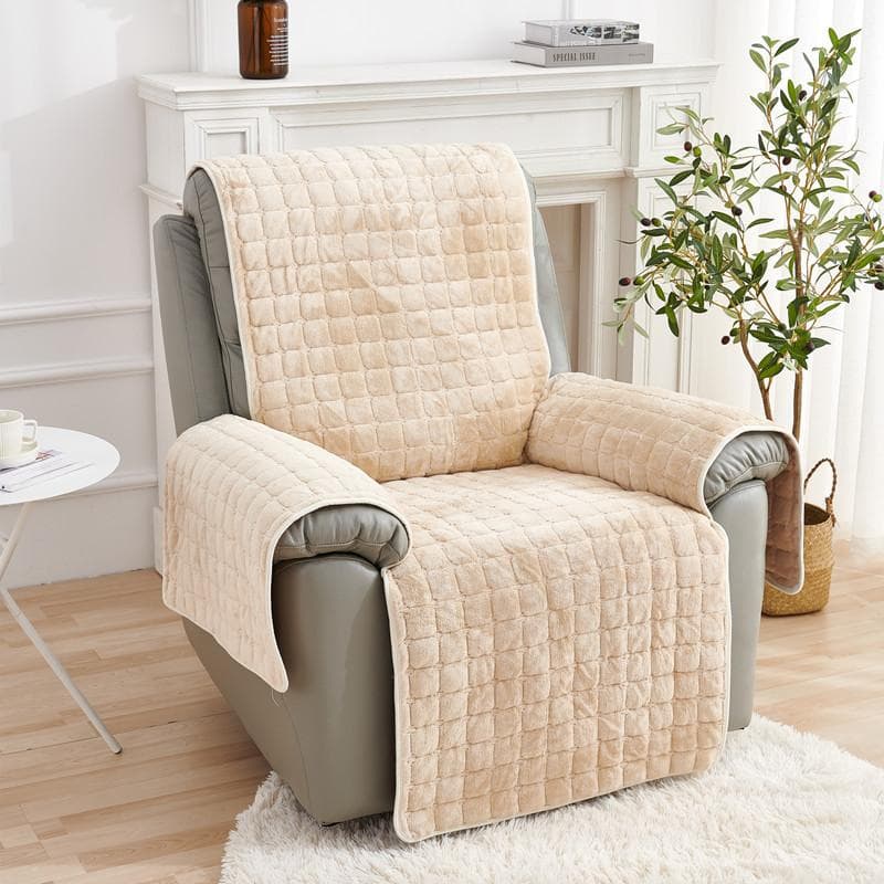 Thicken Jacquard Recliner Sofa Covers for Living Room Leaves Printed Pet Kids Sofa Mat Non-Slip Armchair Slipcovers Protector 1 Seat (53x190cm) beige