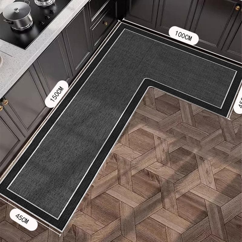 Kitchen Carpet L Shape Non-slip Floor Mat Diatom Mud Absorbent Mats Home Decoration Rug Oil Absorption Imitation Linen Carpets 100x150x50cm