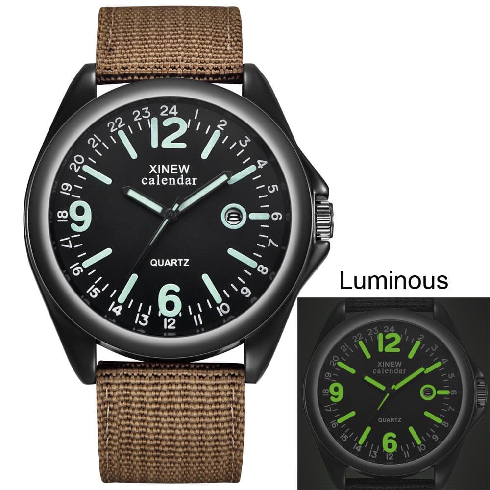 Military Mens Quartz  Watch Black Dial Date Luxury Sport Wrist Watch brown