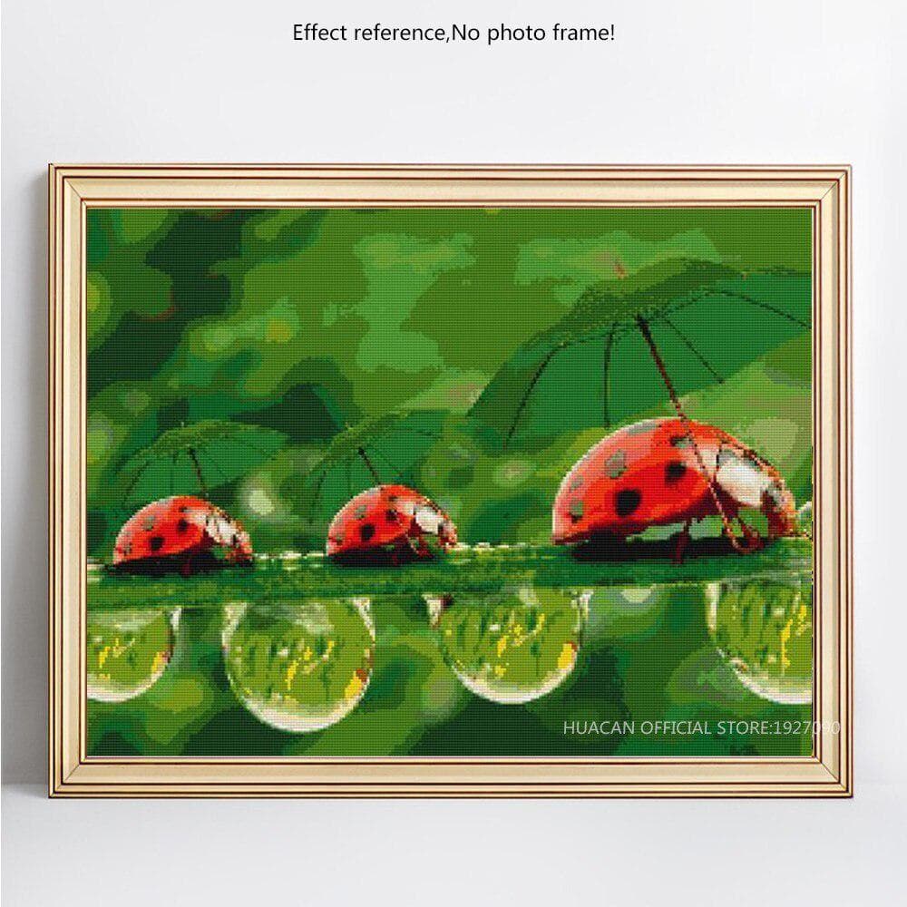 Diamond Painting Animal Ladybug Full Round Cross Stitch 5D DIY Diamond Embroidery 20X30CM