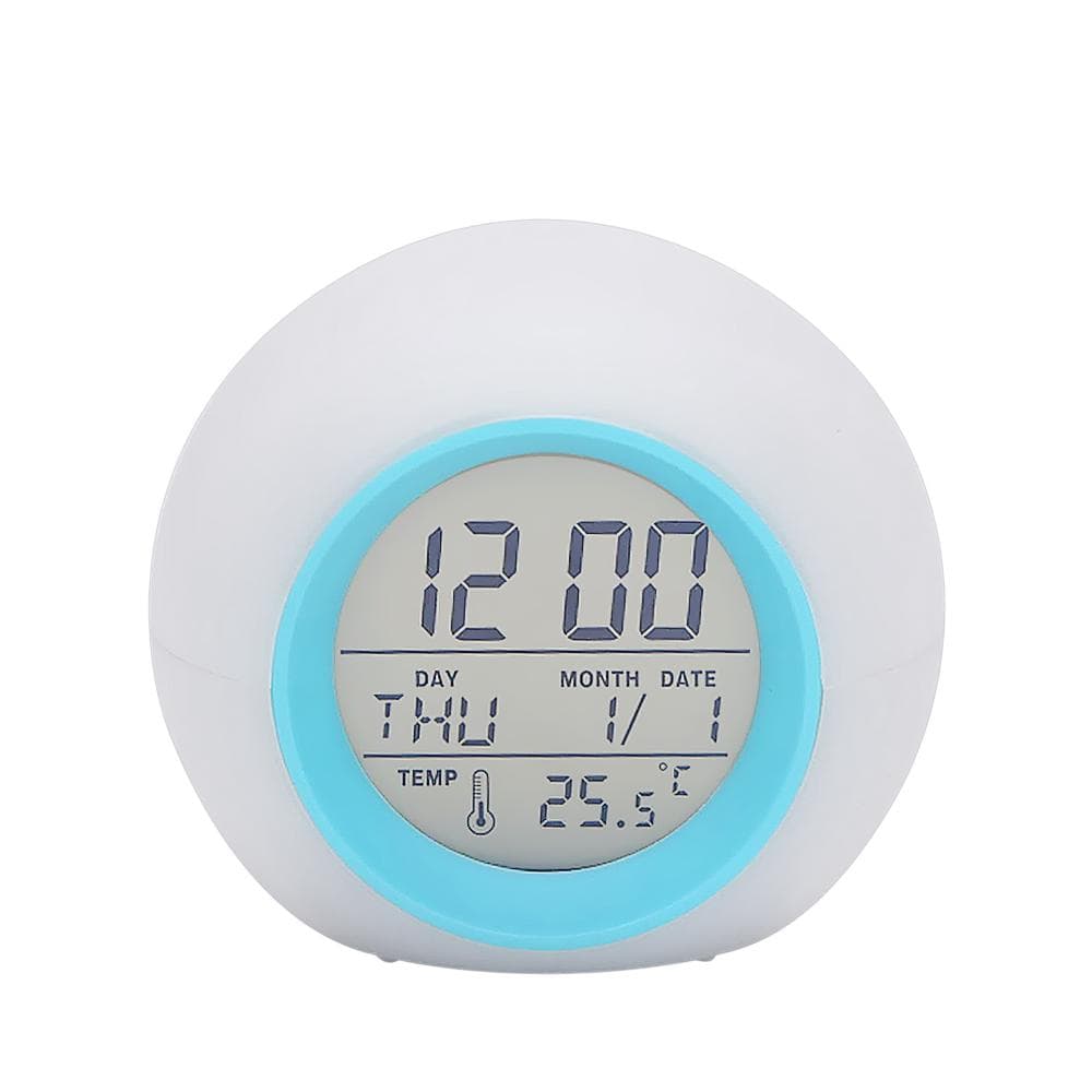 Multi-functional LED Table Alarm Clock 7 Colors Changing Digital Wake up blue