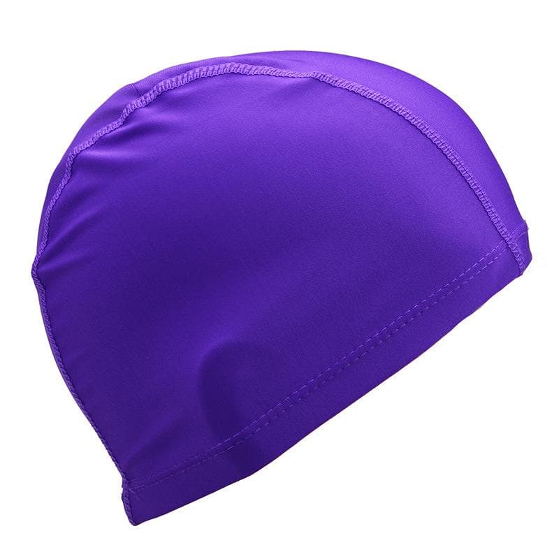 1Pc Solid Color Cloth Swimming Cap Men's and Women's Long Hair Nylon Cloth Hat Free Size for Men & Women Solid Color purple