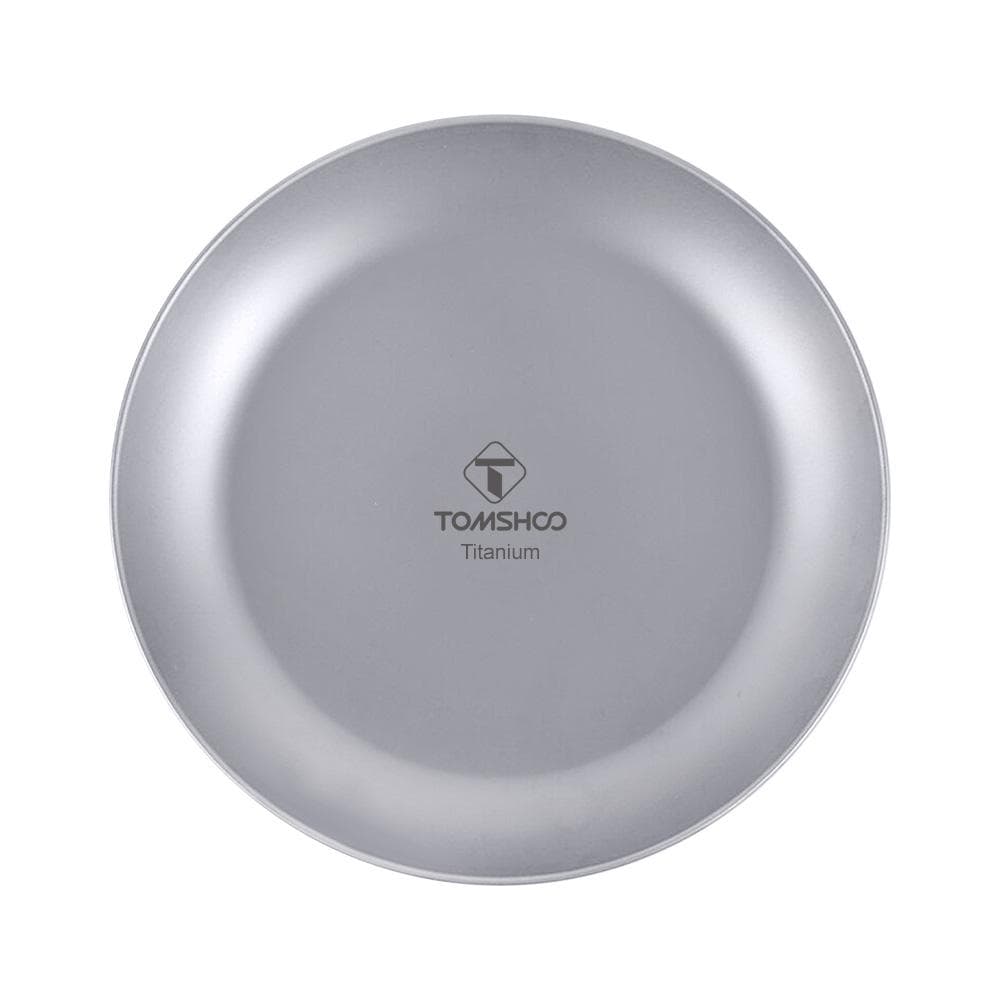 TOMSHOO Titanium Round Camping Plate Outdoor Ultralight Portable Tableware Cookware Dishwasher Safe 19CM