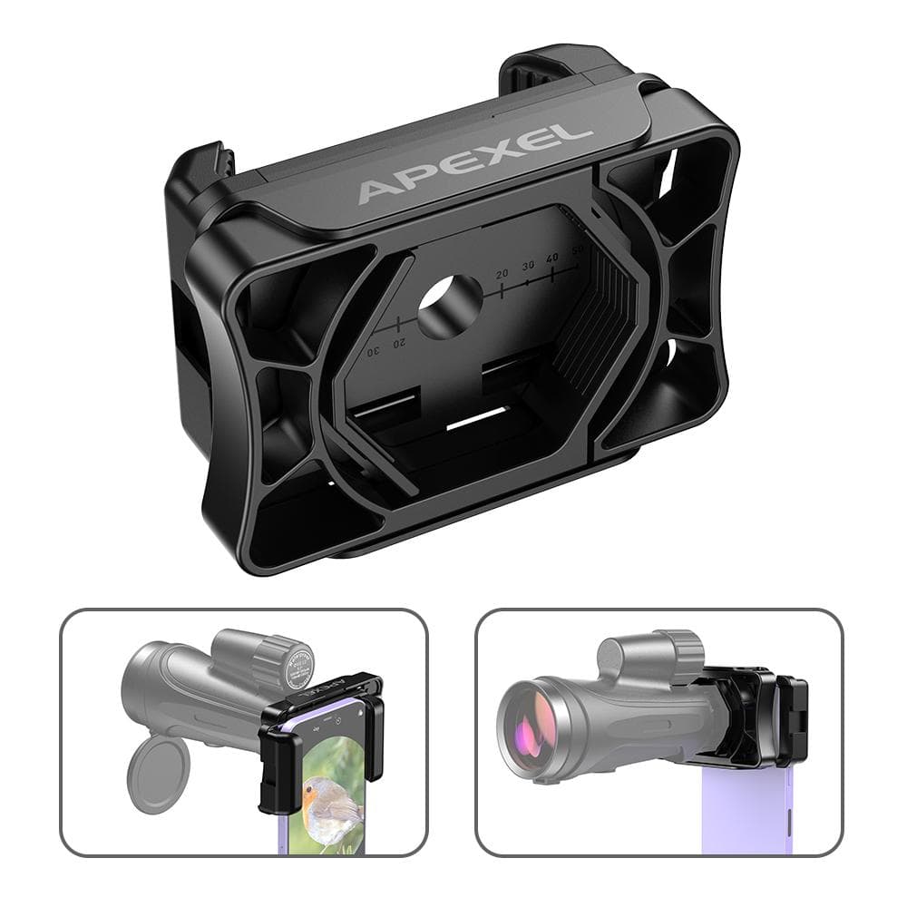 APEXEL Universal Telescope Phone Adapter for Monoculars Binoculars Microscope with 23mm-50mm black
