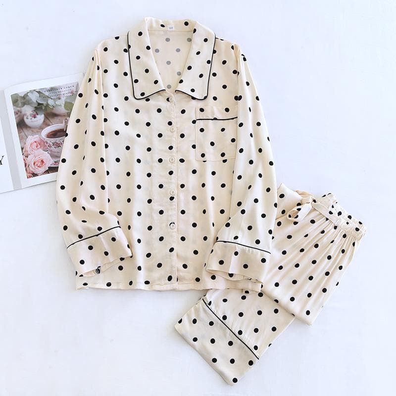Spring and Summer New Women's Pajamas Set Viscose Fiber Long-sleeved Pants Two-piece Set High-end Cardigan Women 2XL