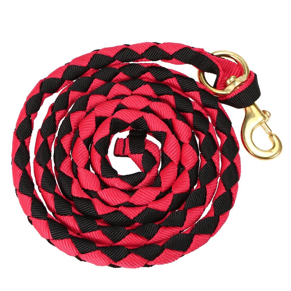 Braided Horse Rope Horse Leading Rope Braid Horse Halter with Brass Snap 2.0M / 2.5M / 3.0M 3.0m black/red