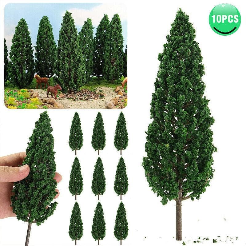 10Pcs Pine Trees 1:25 Model Train Railway Building Green Model Tree For O G Scale 1/25 Railroad Layout Diorama Wargame Scenery 3.5cm