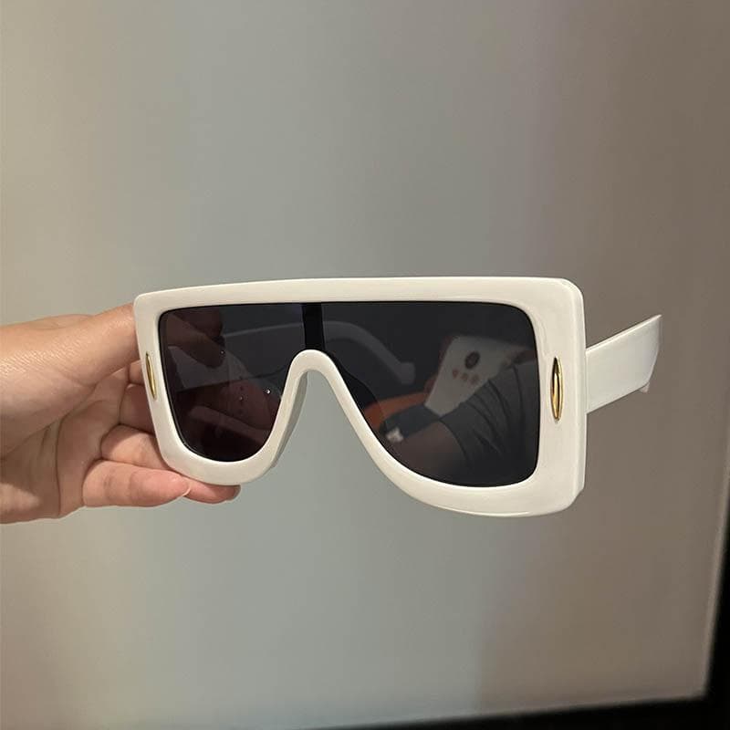 Vintage Flat Top One Piece Big Frame Sunglasses Luxury Brand Designer Sun Glasses Punk Hip Hop Shade for Men Women