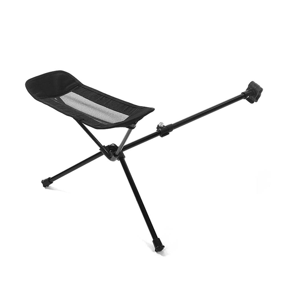 Folding Camping Chair Footrest Portable Retractable Moon Chair Footstool Leg Rest with Storage Bag black