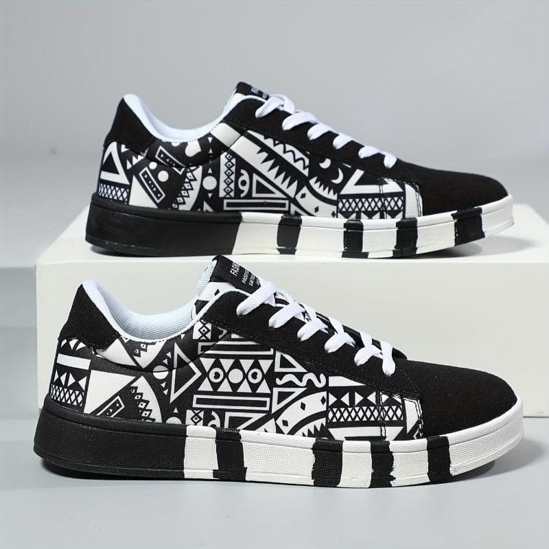 Trendy Men's Graffiti Skate Shoes - Lightweight, Breathable, Anti-Skid, Comfy Sneakers With Platform Soles 41 white