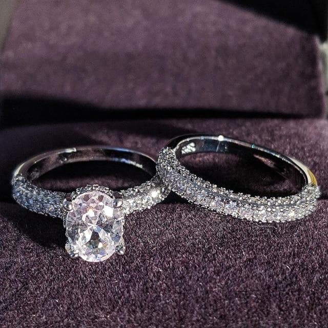 925 Sterling Silver Luxury Bold Big Wedding Rings Set for Bridal Women Engagement African Finger Christmas Gift Jewelry R4428 6