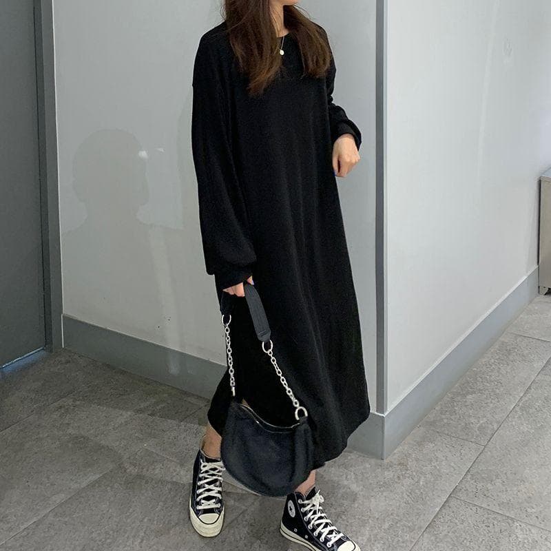 New Winter Style Loose Slim Comfortable Casual Fat MM Large Size Skirt Over Knee Long Sweatshirt for Women One size