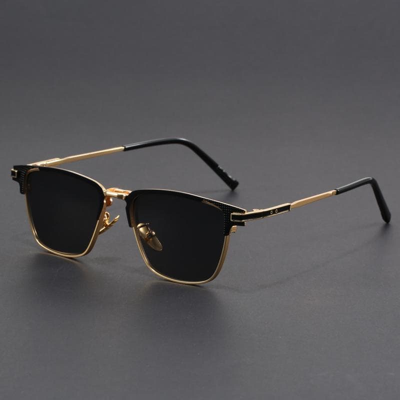 New Titanium Metal Square Sunglasses Half Frame Luxury Brand Designer Sun Glasses for Men Women Retro Style