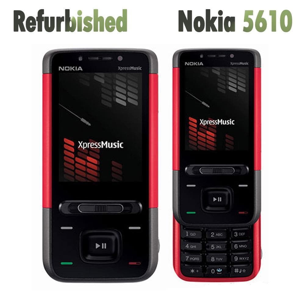 Refurbished Original Nokia 5610 XpressMusic 3G Unlocked Mobile Phone With 1 SIM 1 battery 1 charger red