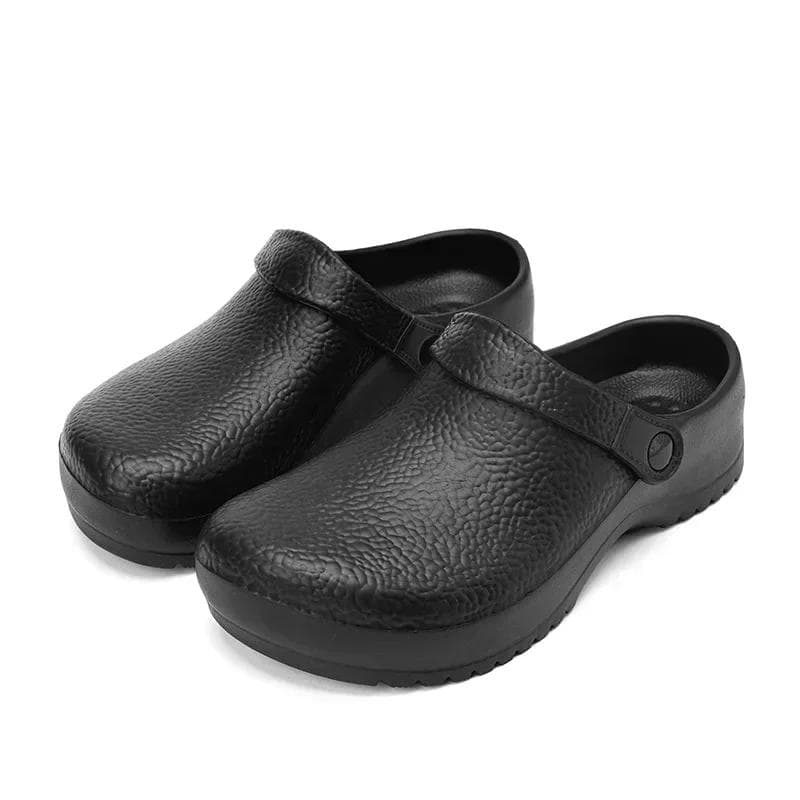 2025 Men's Non-slip Work Shoes Summer Garden Pool Kitchen Work Shoes Beach Women's No Heel Large Size Black Rubber Sandals 38 black