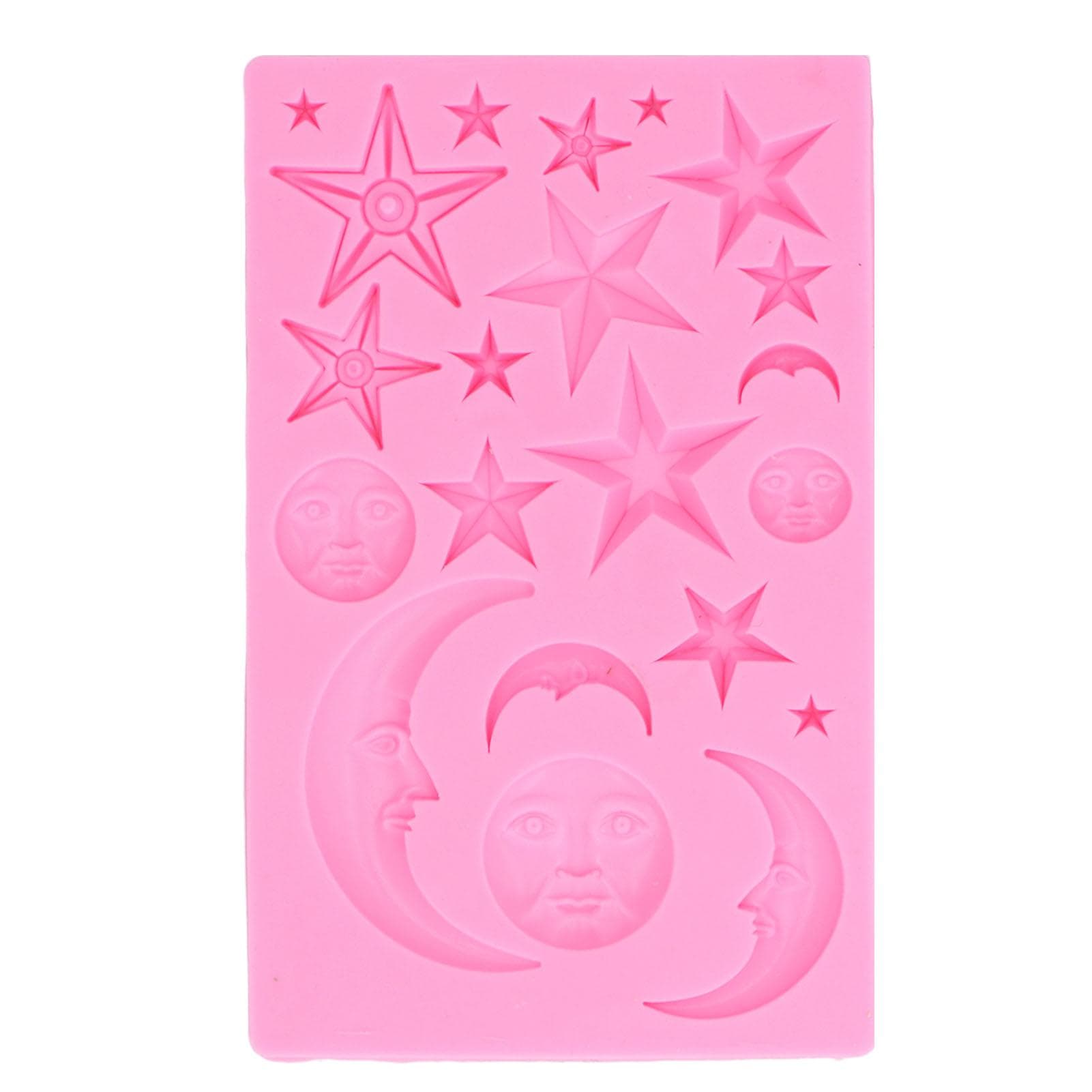 Sun Moon Star Cake Fondant Molds Silicone Cupcake Decoration Molds for Pudding Ice Cream L(for 6.5-9kg)