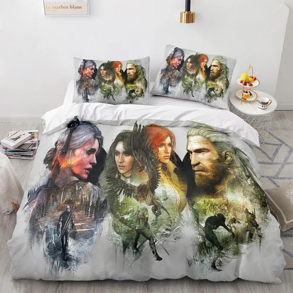 3D Printed The Witchers Bedding Set Boys Girls Twin Queen Size Duvet Cover Pillowcase Bed Kids Adult Home Textileextile AU Queen 210x210cm