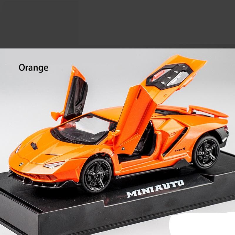 1:32 Lamborghini LP770 Car Model Toy, with Sound and Light Pull Back Car Zinc Alloy Toys for Kids Boy Girl Gift 15.4*6.7*4cm orange