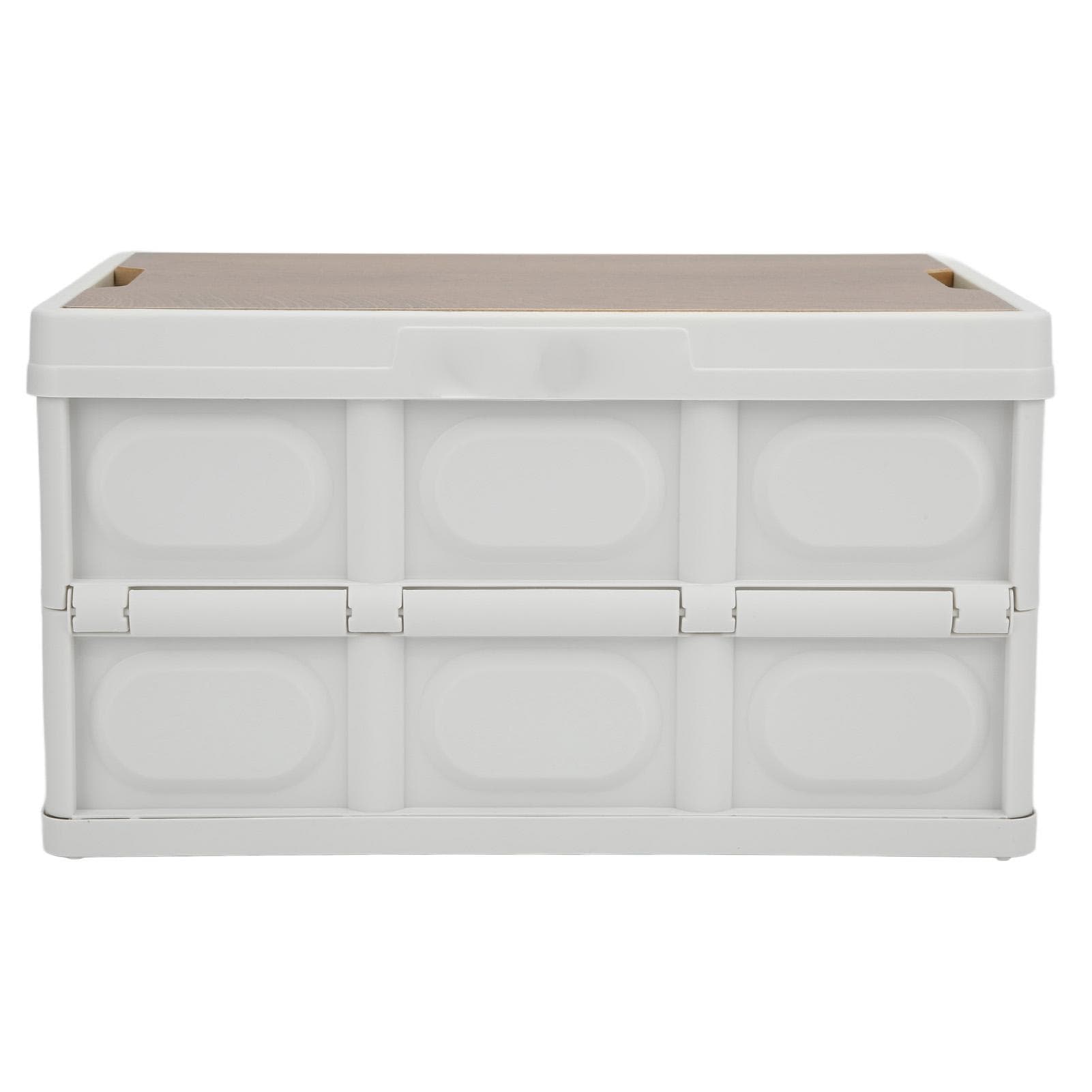 30L Outdoor Multifunctional Folding Storage Box Thicken Removable Portable Storage Box with Wooden white