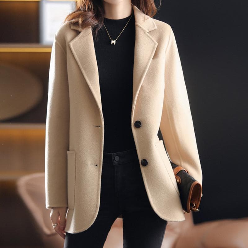 Autumn and Winter Thickened Woolen Women's Jacket Small Suit Korean Version Casual XL