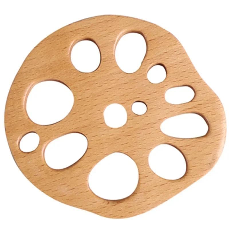 Wood Coasters Cute Decorative Lotus Root Cup Pad Eco-friendly Beech Coaster Reusable Hollow Mats for Tableware Bowl Plate
