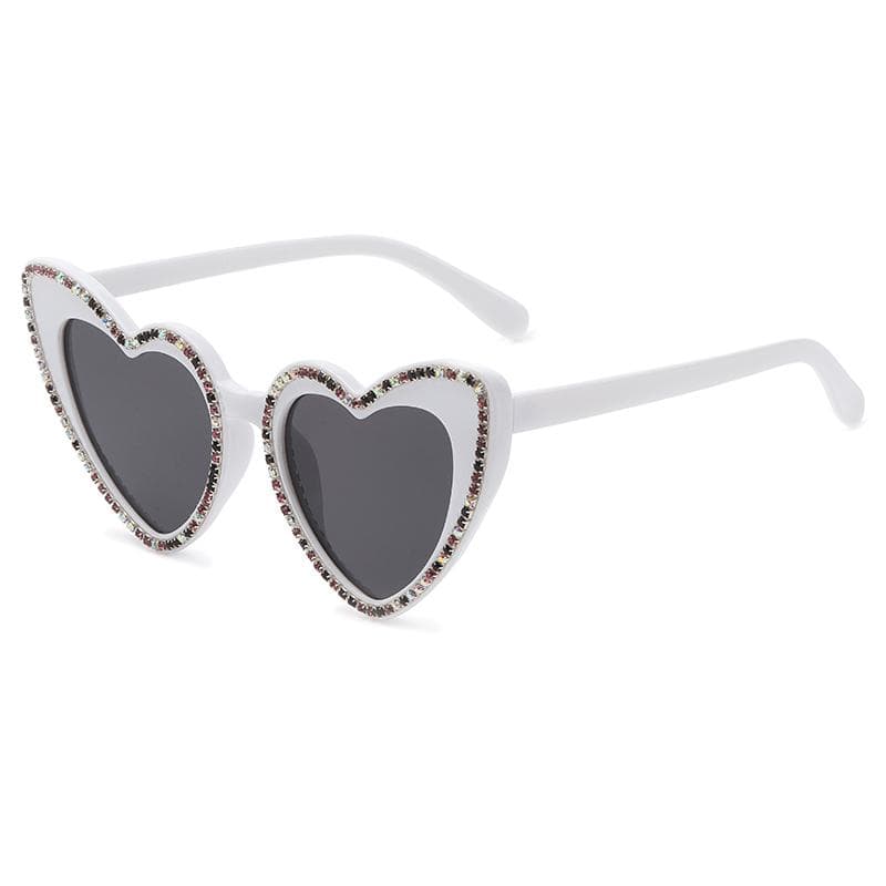 Heart Sunglasses Women Summer Cat Eye Diamond Decoration Y2K Sun Glasses Female Shades Fashion Eyewear show as picture