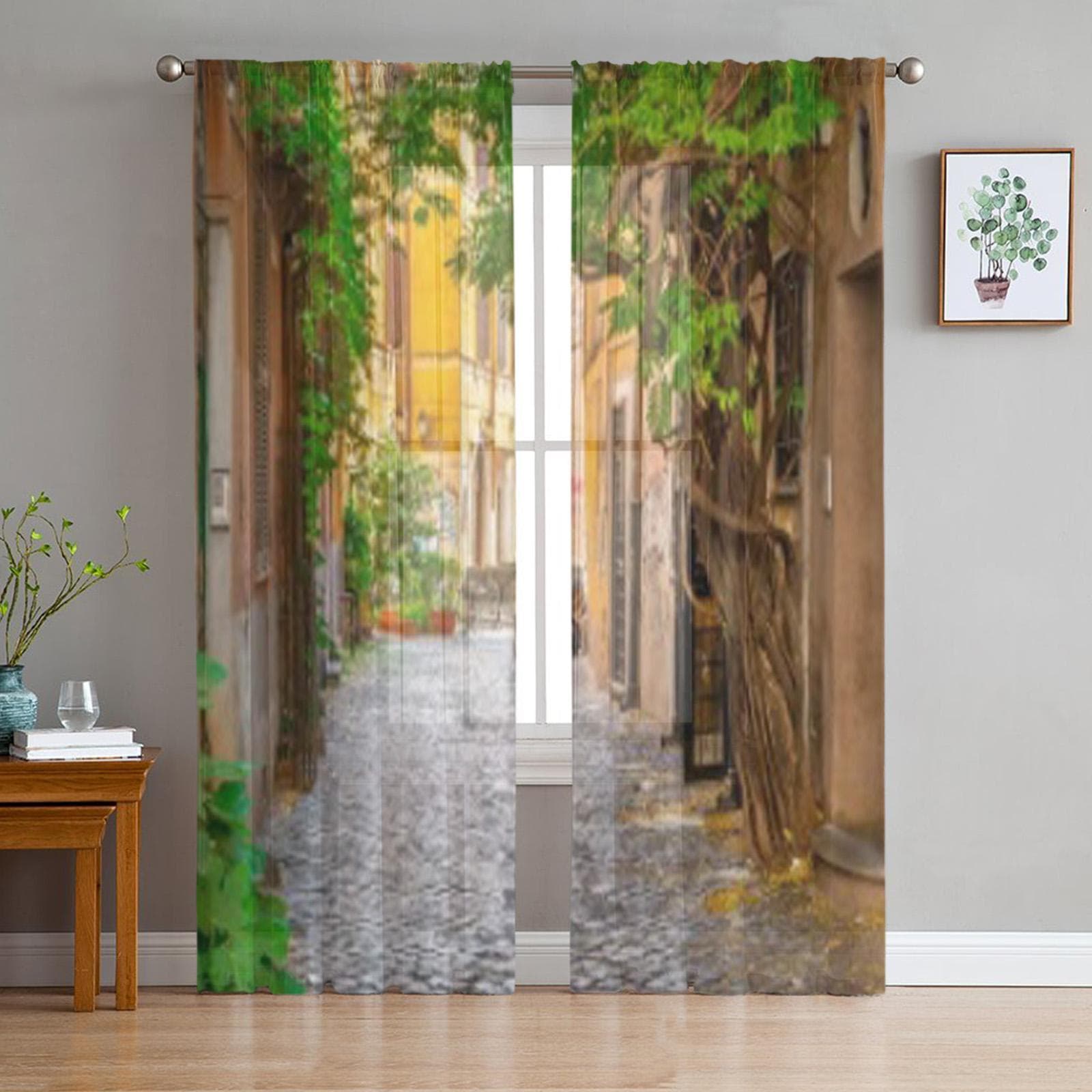 Youth Bedroom Sheer Curtains Abstract Blue Marble Texture Kitchen Study Curtains Living Room Holiday Decor Tulle Curtains 135W x 114H(cm)