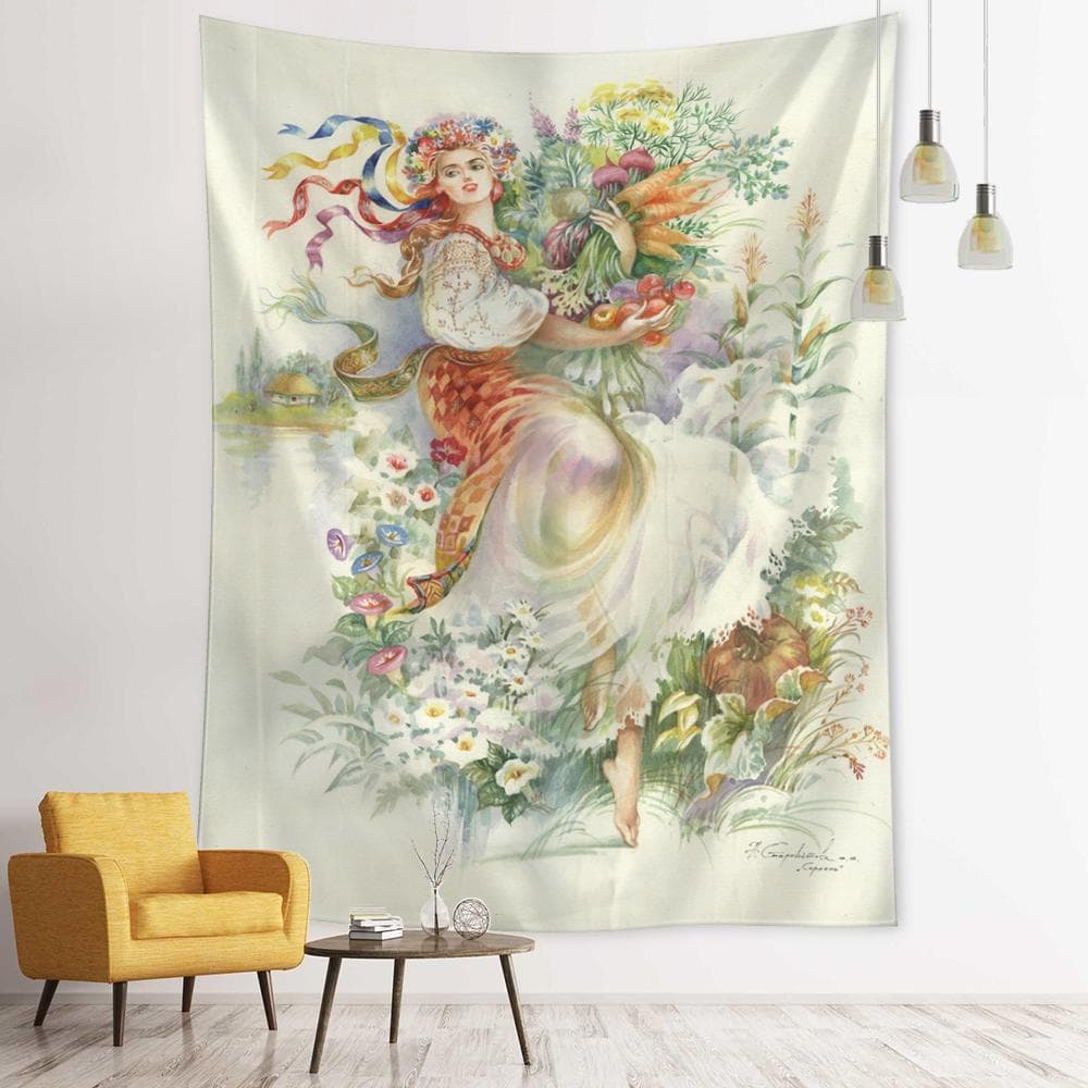Oil Painting Forest Tapestry Wall Hanging 3D Printing Polyester Background Natural Scenery Bohemian Home Decor 200x150cm