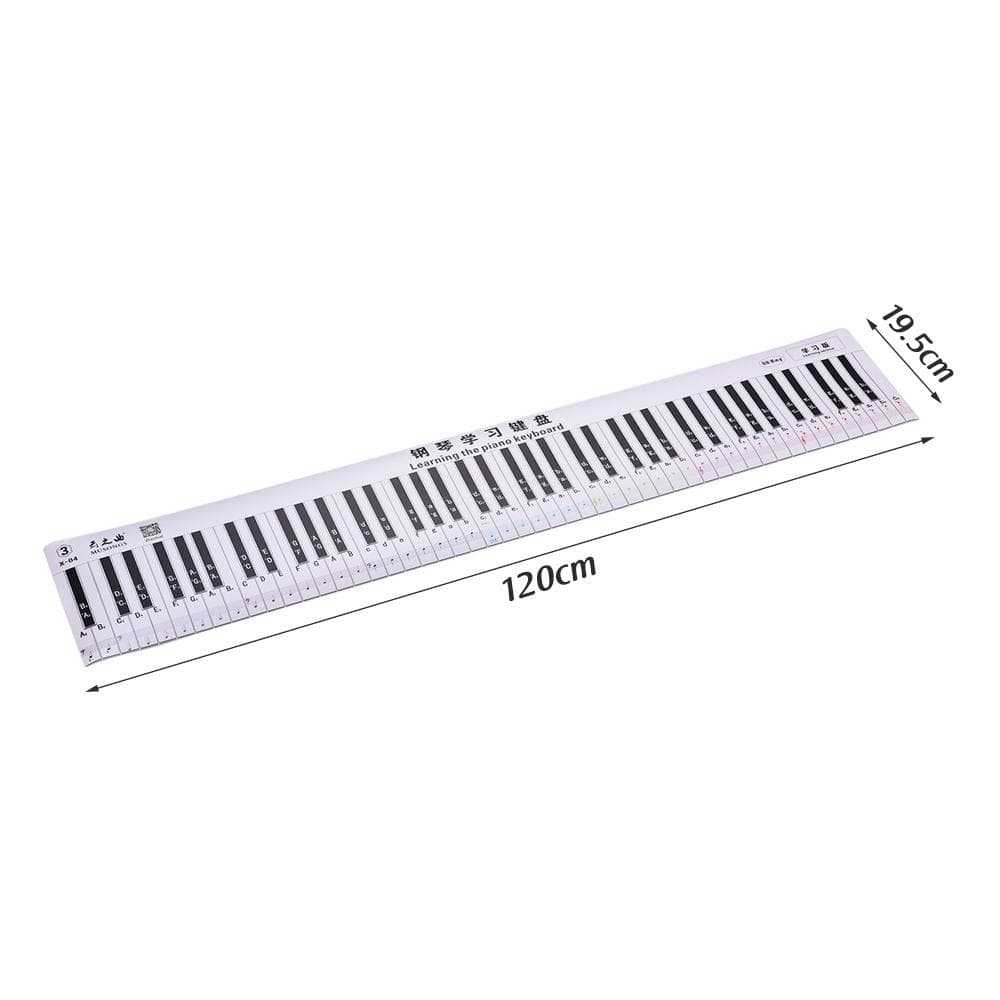 Fingering Version Piano Keyboard Practice Chart Sheet 88 keys Notes + Stave X-04