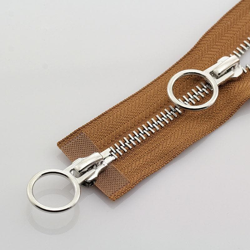 5# 70/90cm Double Circle Sliders Metal Open Tail Auto Lock Zipper For Long Down Jacket Coat DIY Sewing Handcraft Accessories 90cm light brown