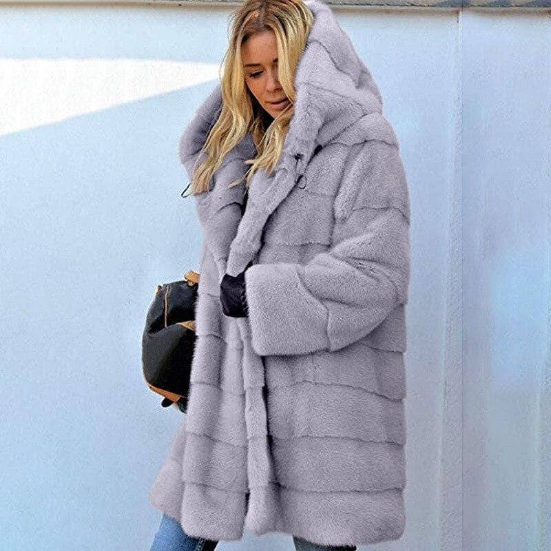Women Mink Coats Female Mink Fur Coat Genuine Long Fur Coat Ladies Winter Clothes Oversize Imitation Fur Coats M grey
