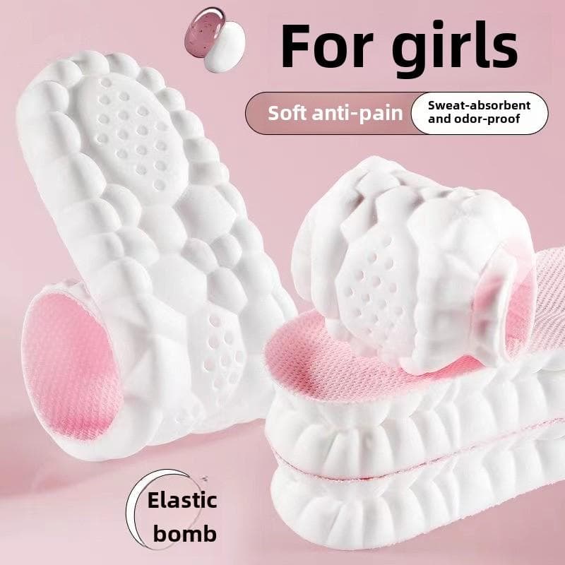 1 Pairs High Elasticity Latex Sport Insoles Soft Shoe Pads Arch Support Orthotic Insoles Breathable Deodorant Shock Absorption Cushion 35-36 pink