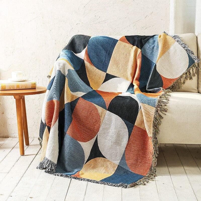 Double Side Bohemian Plaid Blanket for Sofa Bed Decorative Blanket Picnic Blanket Boho Sofa Cover Throw Blanket with Tassel 90x210cm