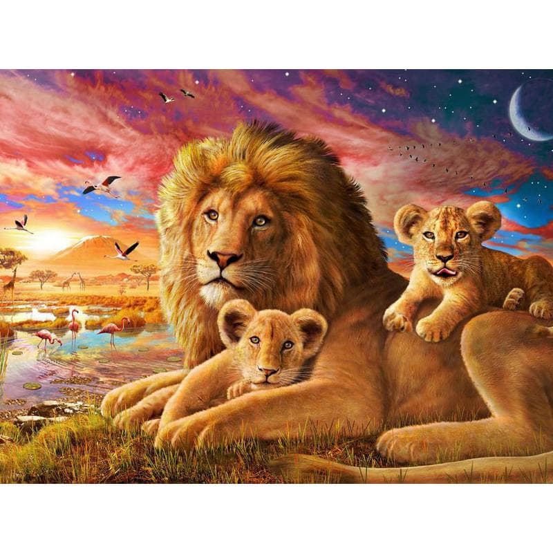 5D DIY Diamond Painting Lion Family Embroidery Mosaic Cross Stitch Rhinestone Decor 20X30CM