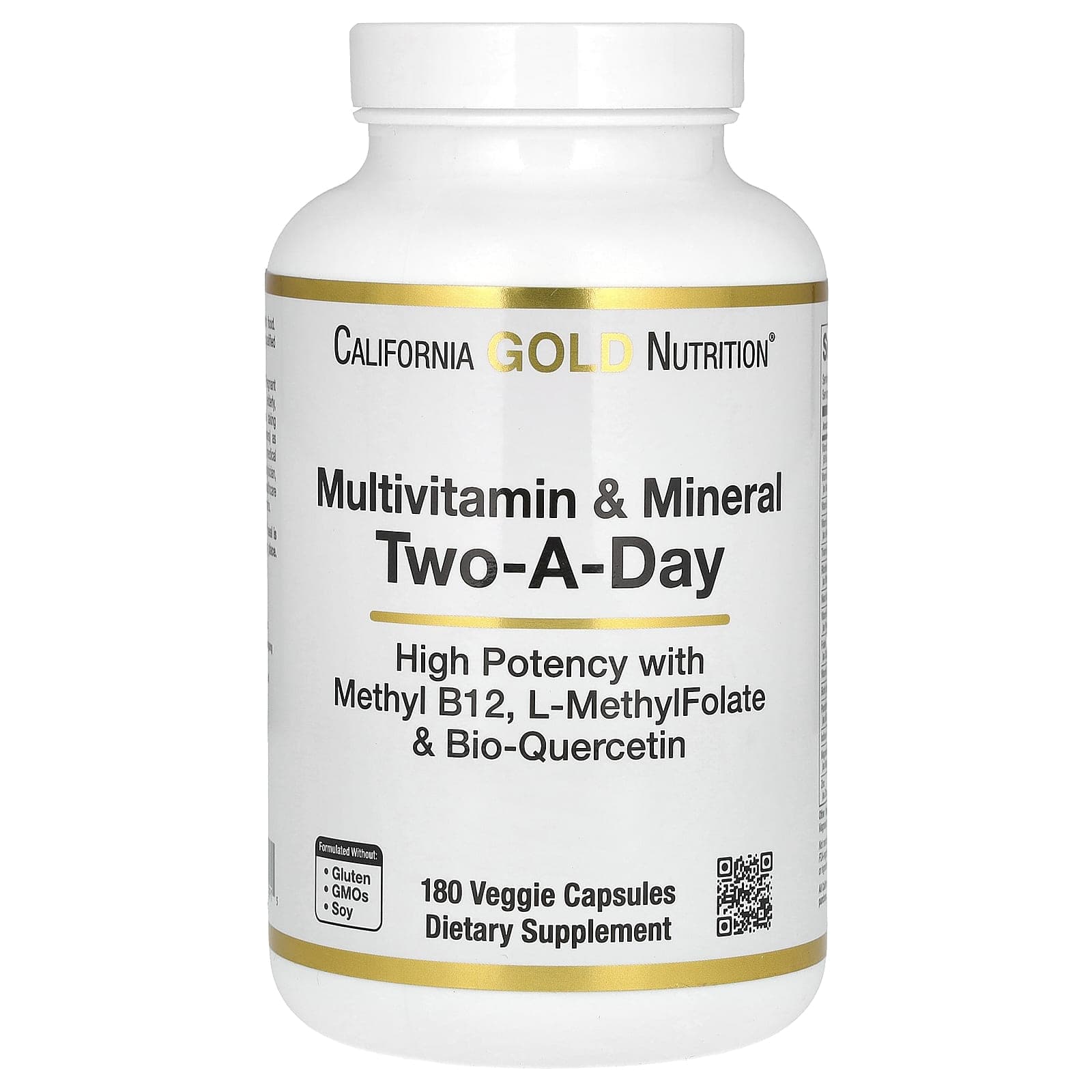California Gold Nutrition, Multivitamins and Minerals, Two-A-Day, 180 Veggie Capsules