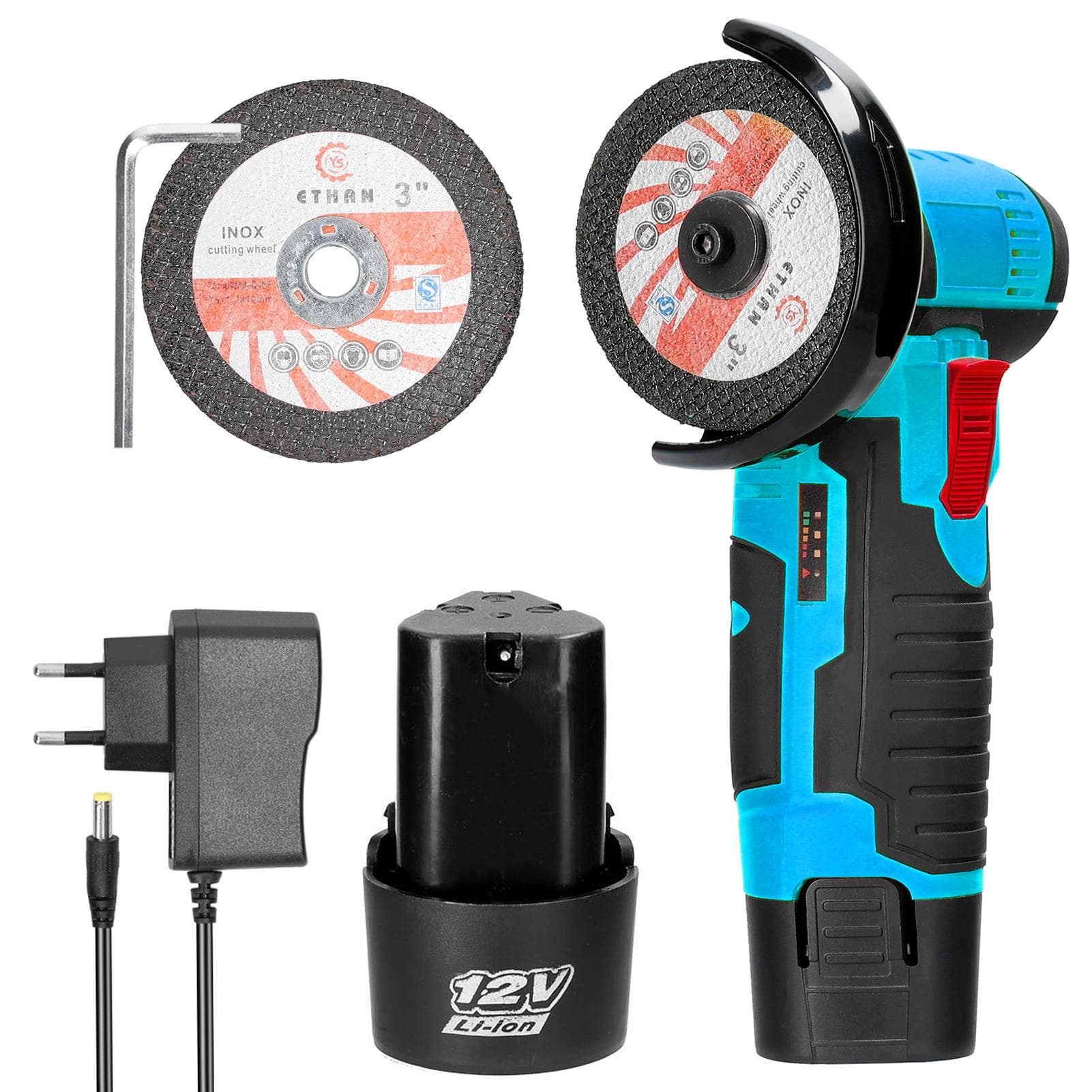 19500rpm Electric Grinding Tool Multifunctional Mini Grinder Handheld Cutter for Cutting Polishing EU Plug 2pcs batteries multicolour