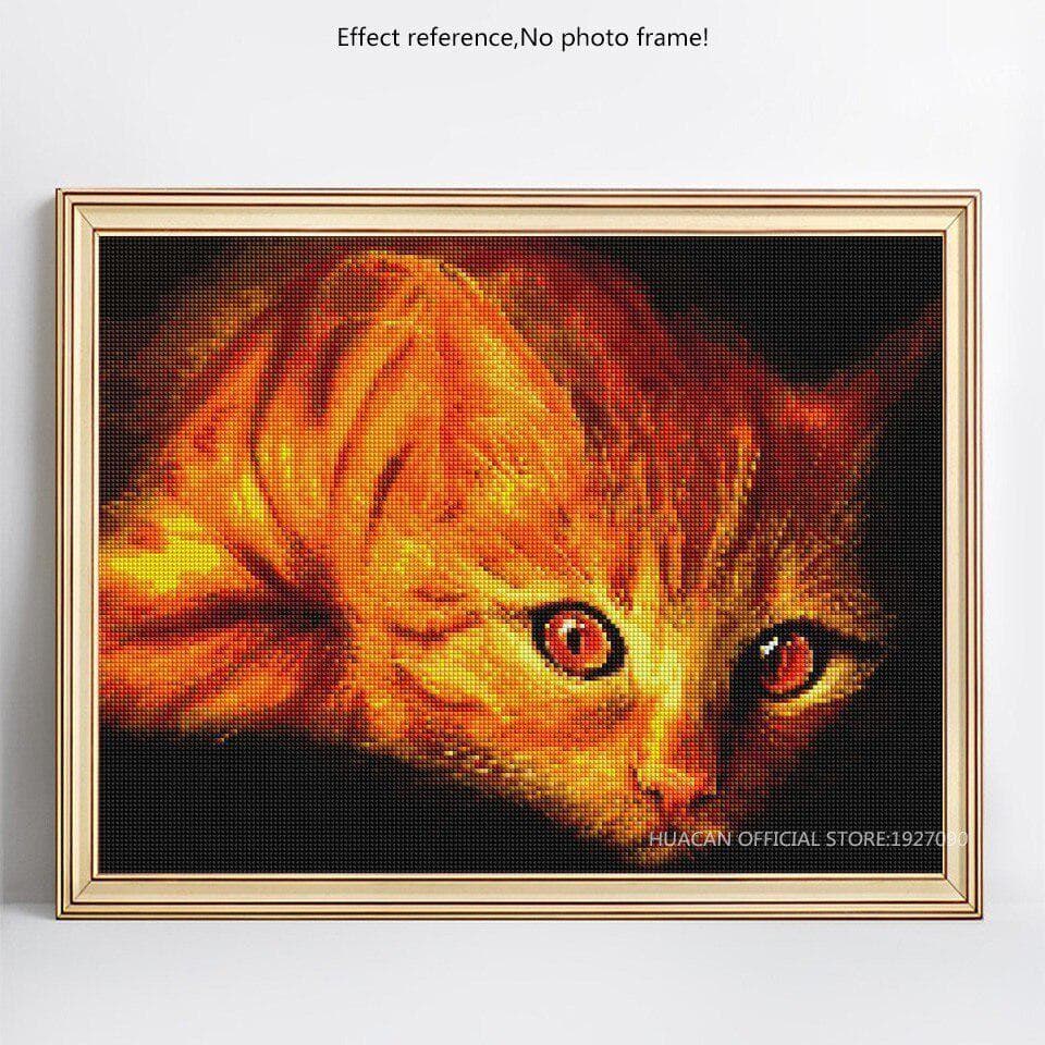 Diamond Embroidery Cat 5D DIY Full Round Cross Stitch Diamond Painting 20X30CM