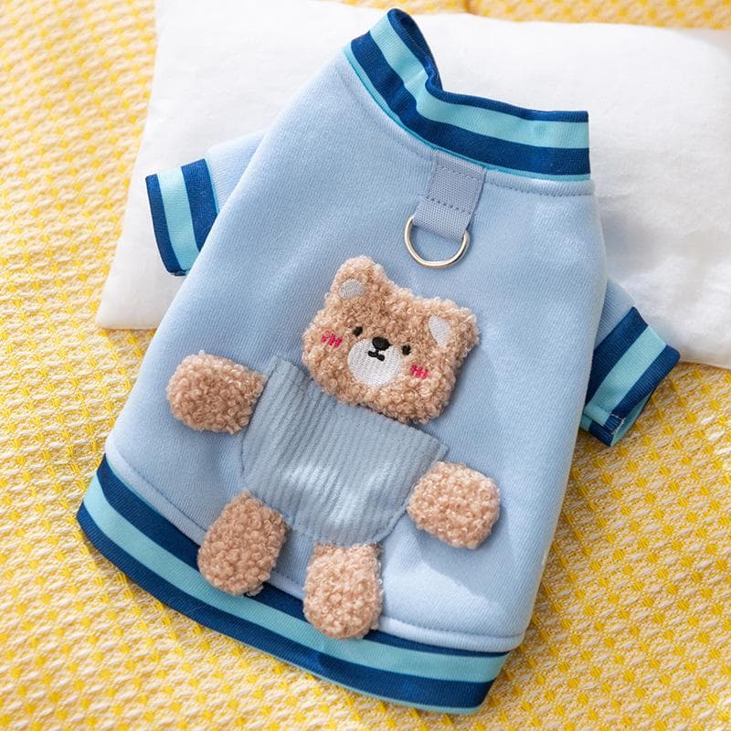 New Autumn and Winter Korean Version Cute Three-dimensional Bear Dog Two Feet Warm Thin Velvet Cat Pet Teddy Dog Clothes XXL