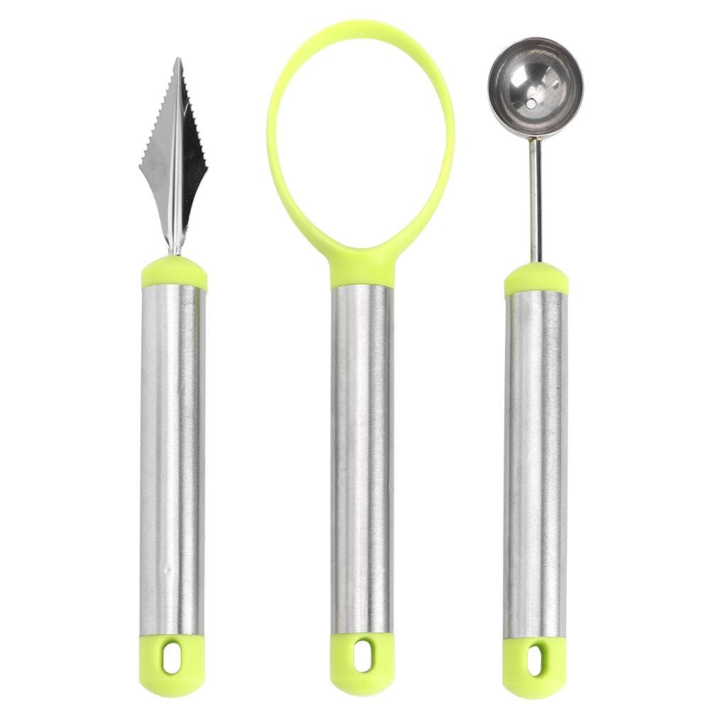 3pcs Multi Function Fruit Carving Device Watermelon Scoop Melon Digger Fruit Pulp Core Removal