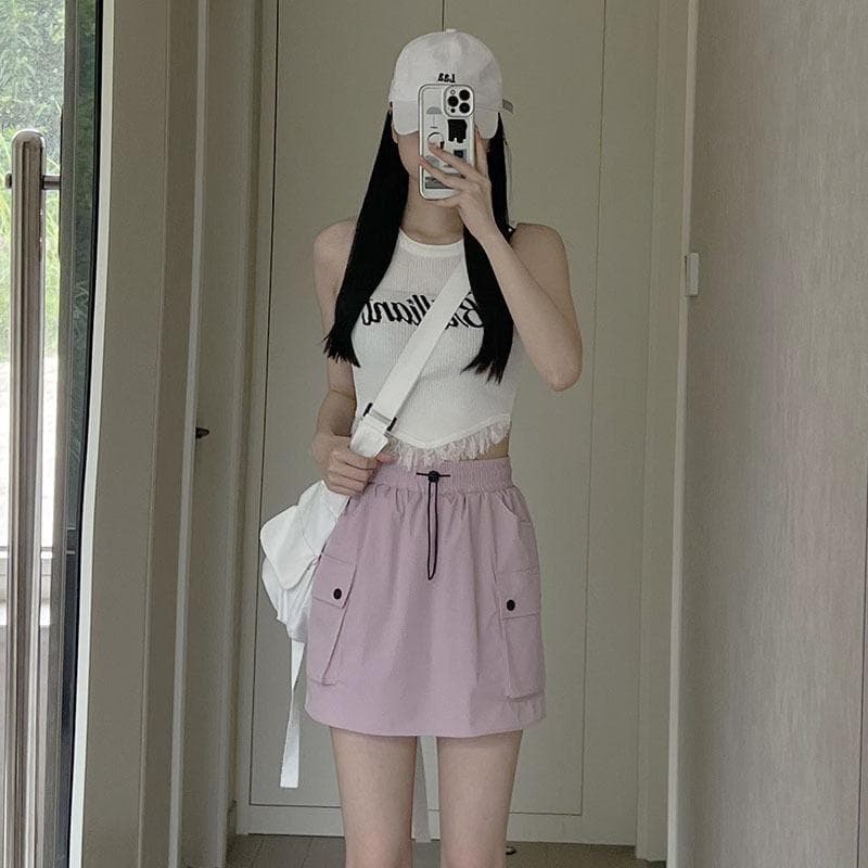 Women's Summer Thin New Quick-drying High-waisted Thin Small Skirt XL pink