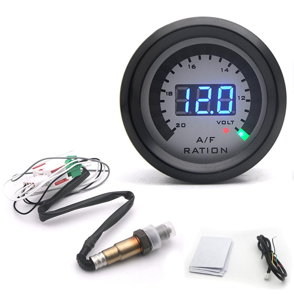 2 in 1 Meter 52MM Narrowband Digital Air Fuel Ratio Gauge Kit 12 V Car Volmeter with O2 Oxygen 6238CWS