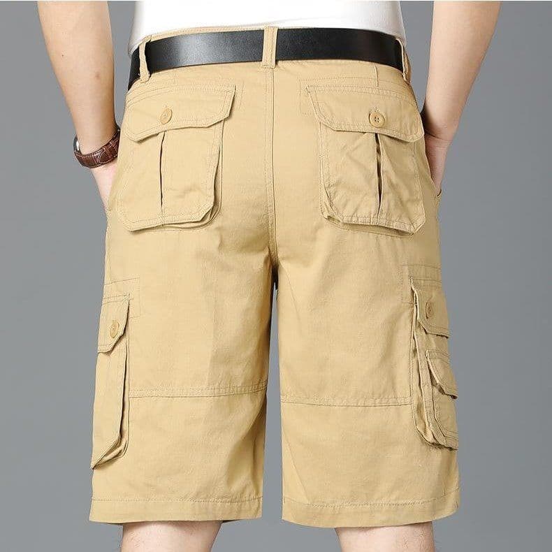 Men's Shorts with Five Pieces and Multiple Pockets Military Pants for Middle-aged and Young People Loose Fitting Straight Casual Pants 44 khaki
