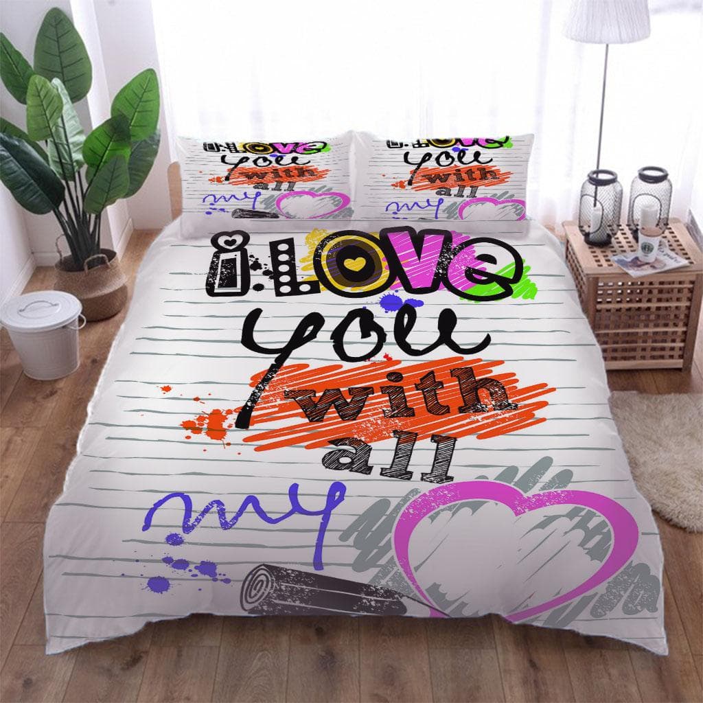 Single Bed Set Creative Alphabet 3D Printed, Pattern Bedding Set Duvet Cover Quilt Cover Pillowcase Comfortable Bedspreads W90xL190cm