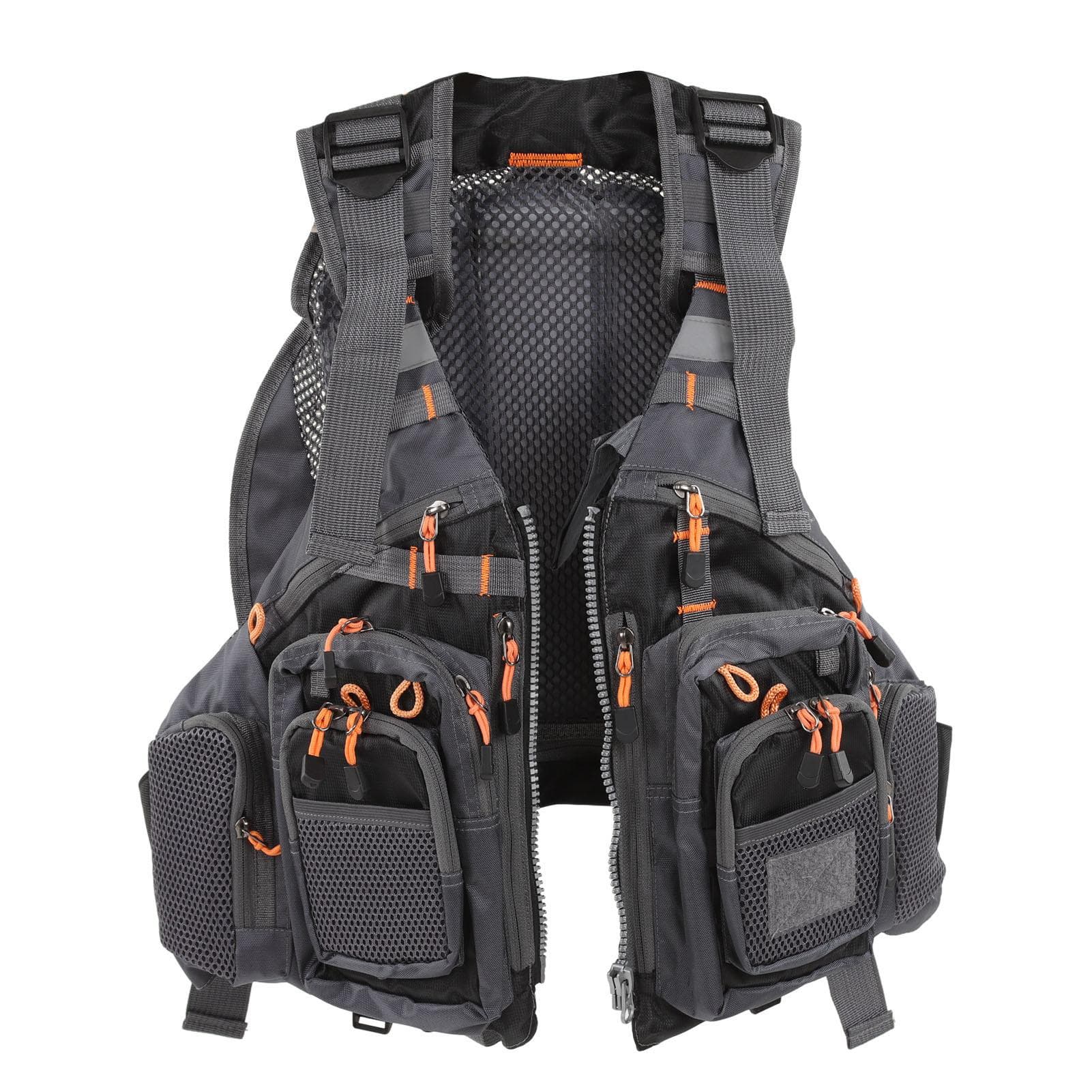 Fishing Vest Backpack Adjustable Shoulder Straps and Belt Black Average Size for Men and Women