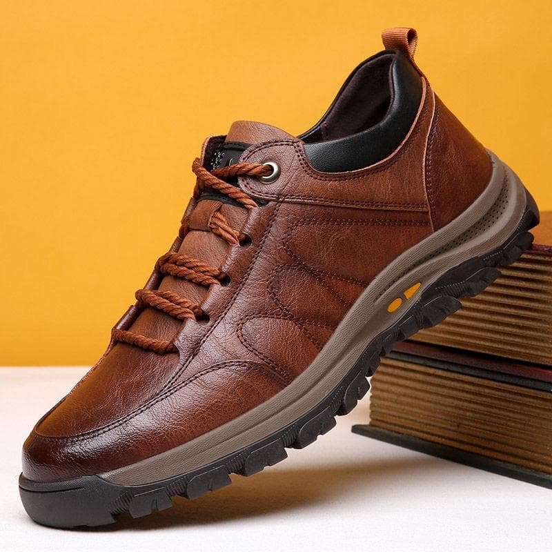 Men Casual Shoes Spring Split Leather Thick Buttom Wear-resistant Shoes 44 brown