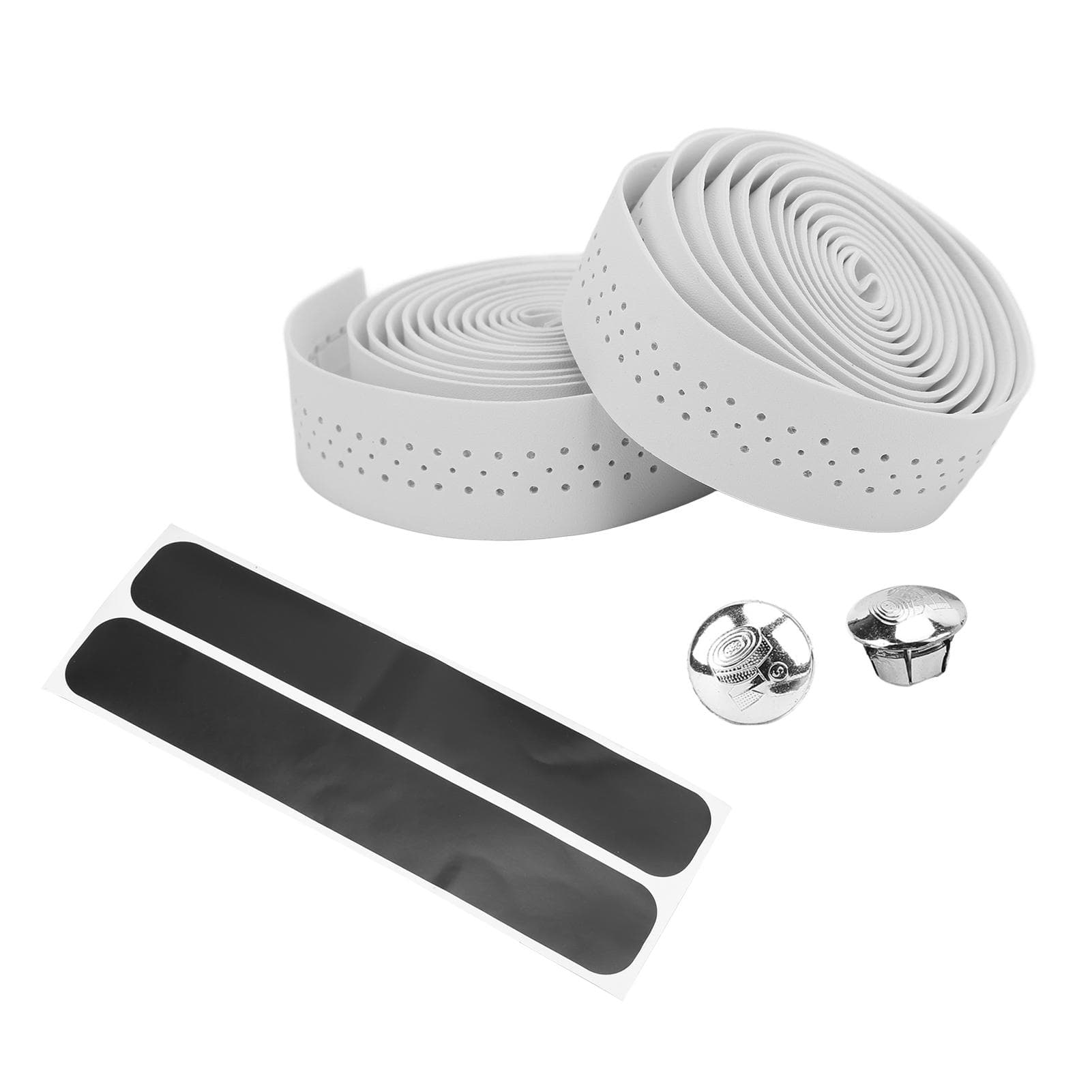 1 Pair Waterproof Bicycle Handlebar Tape Skid Resistance PU Leather Road Vehicle Handlebar white